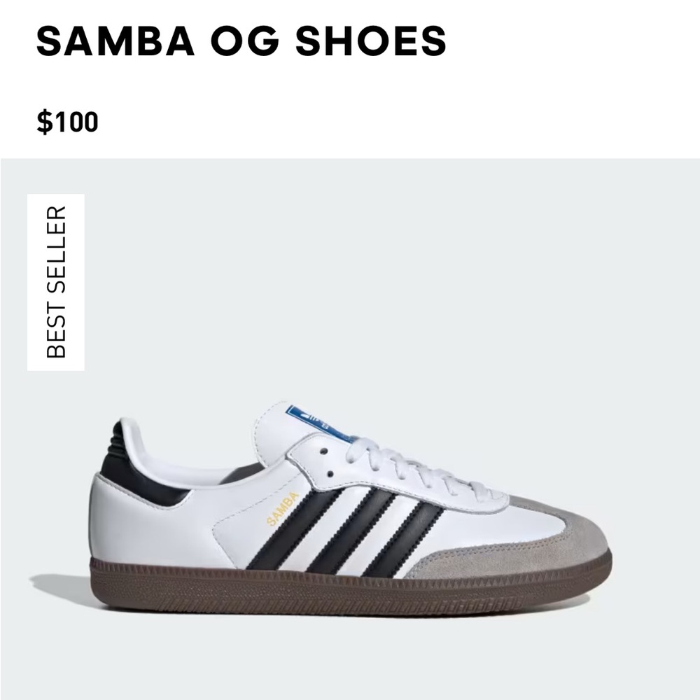 Adidas White and Black Samba Sneakers Size 7 Women’s